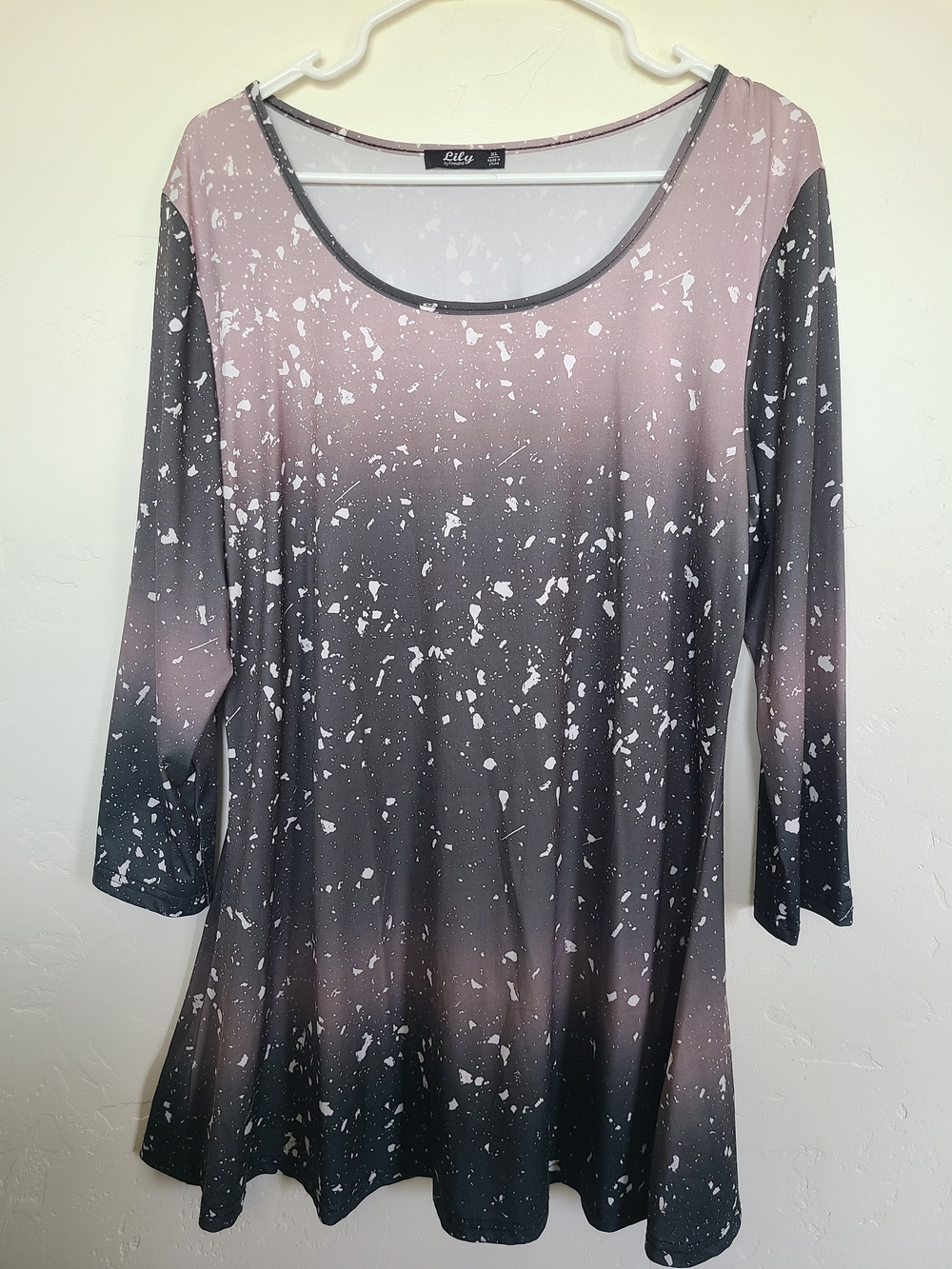 Lily Mauve-to-Charcoal Speckled Ombre Scoop Neck Tunic